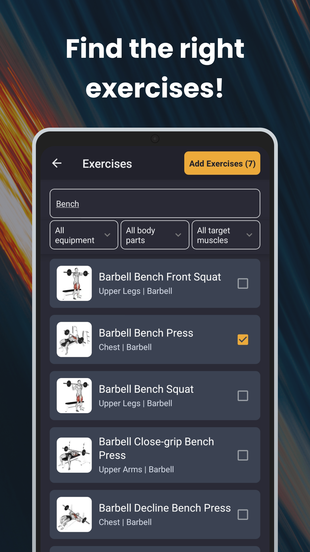 Exercise Selection Screen